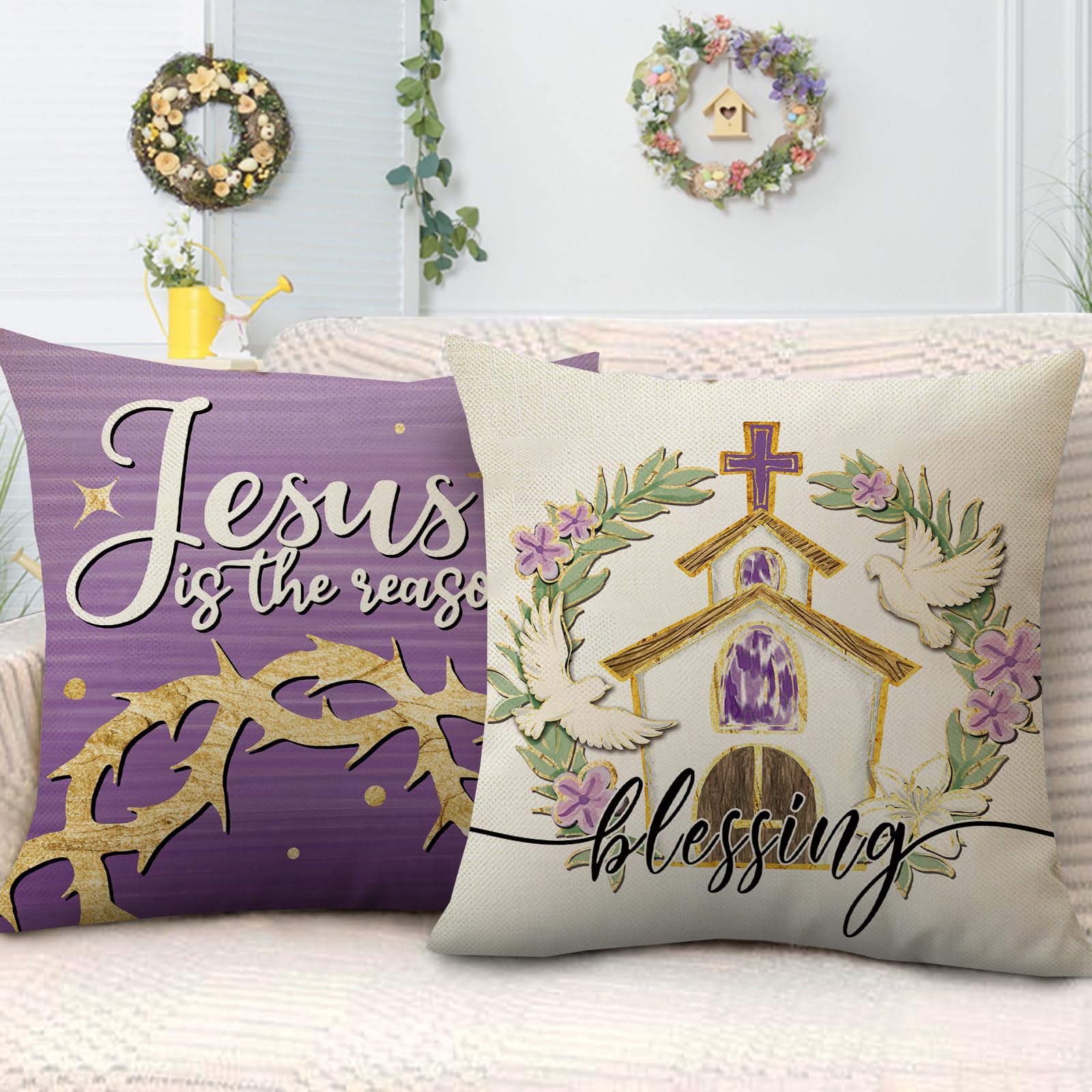 Fahrendom Set di 4 Federe Cuscino Decorative con Gnomo, Motivo a Forma
