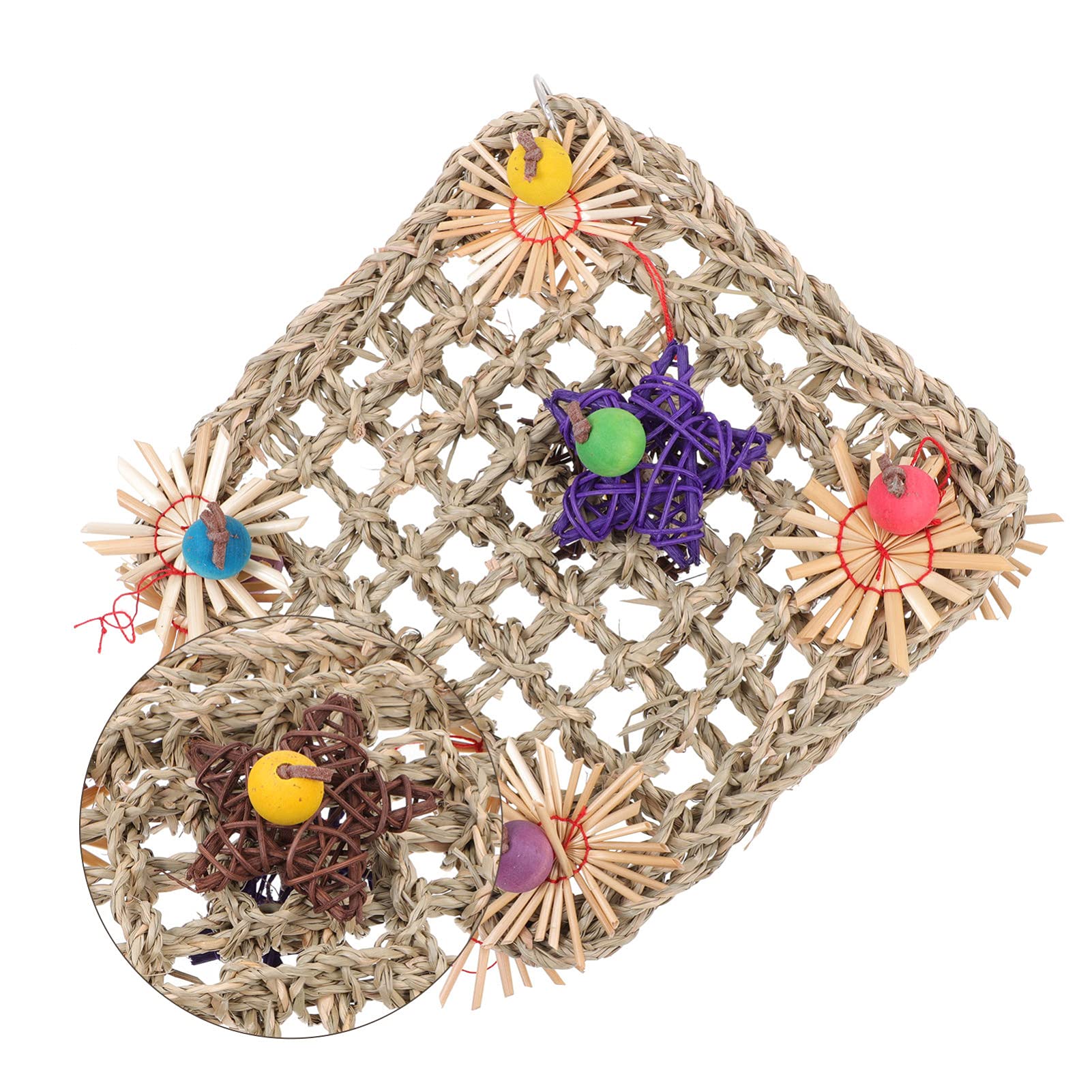 BESPORTBLE 3pièces Parfait Voici Le Titre pour Votre Produit Jouet pour Perroquet Filet Herbe Tissé pour Oiseaux à Mâcher Et Grimper Accessoire Amusant pour Oiseaux De Compagnie