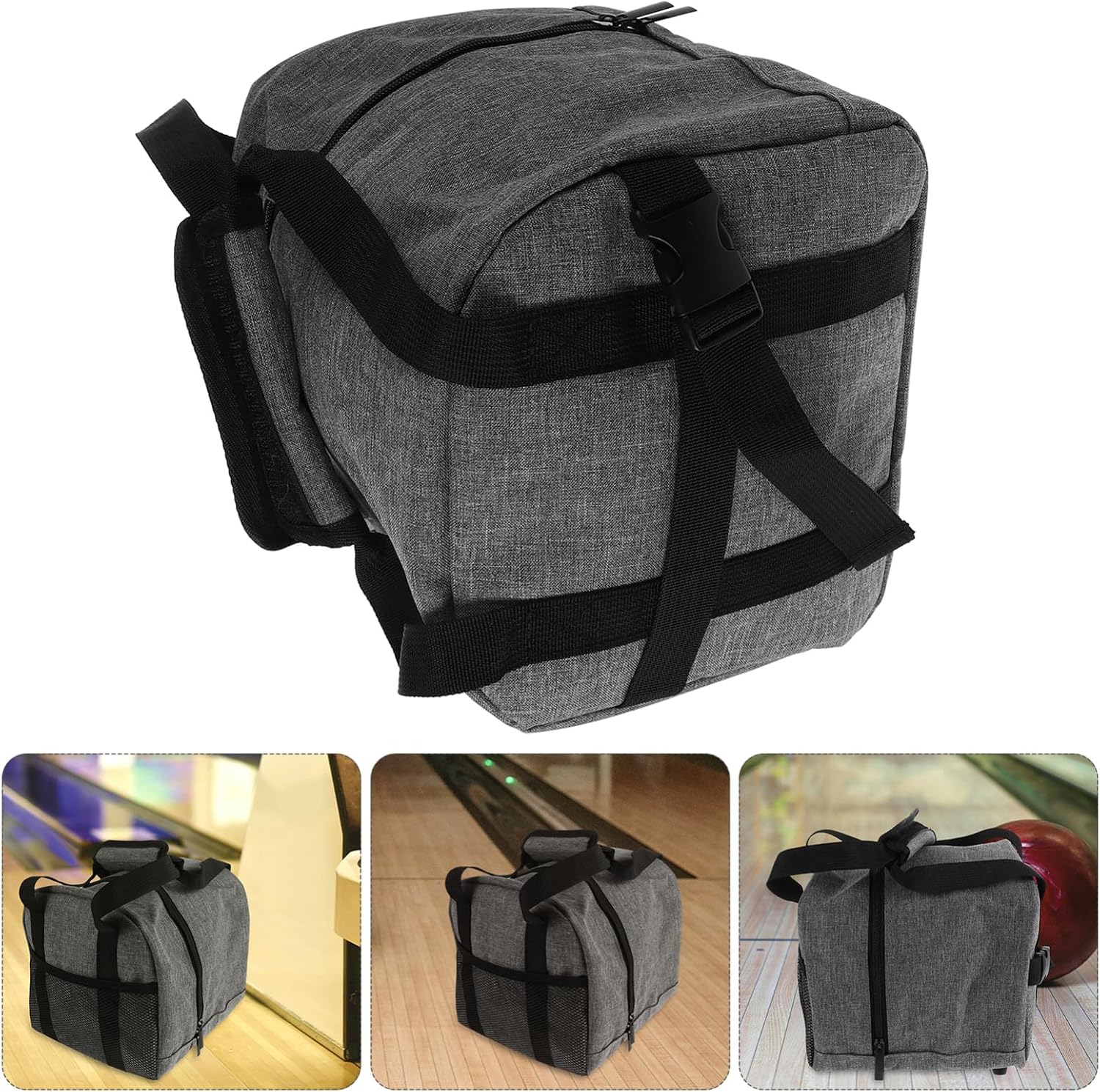 Bowling Tote Bag with Padded Holder Lightweight Mesh Sports Equipment Bag for Single Bowling Convenient Travel Accessory