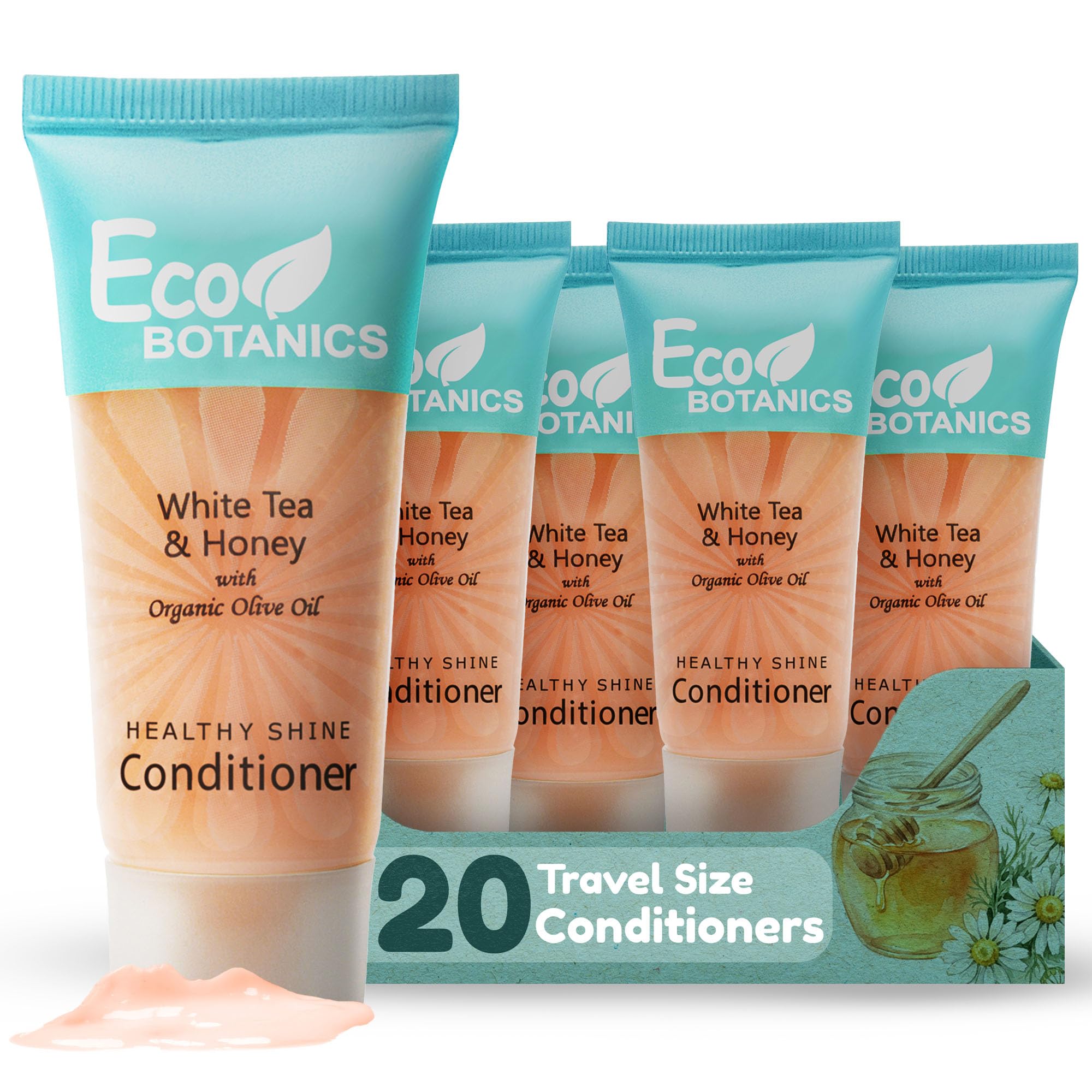 Eco Botanics 20-Count 0.85oz Conditioner, Bulk Travel Size Hotel Toiletries 20 Pieces