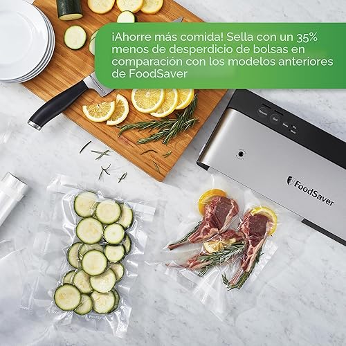 Vista 5 de FoodSaver PowerVac Sellador al vacío compacto de acero inoxidable y negro de almacenamiento vertical VS0150 Preserva la frescura, reduce