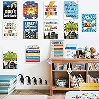 Vista 6 de ZOIIWA 12 pósteres con cita inspiradora de héroe temático, decoración de aula con temática de héroe, juego de recortes motivacionales de mentalidad