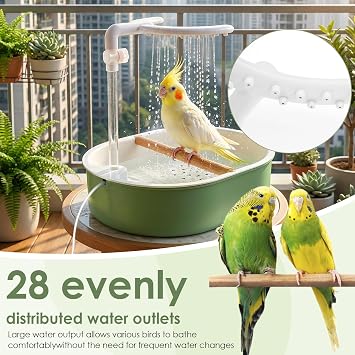 Automatic Parrot Bathtub Bird Shower Bath USB Electric Budgie Bath, 26 Evenly Distributed Water Outles Large Capacity Parrot Shower Circulating Water Bathtub for Cockatiel Lovebird Bird Parrots