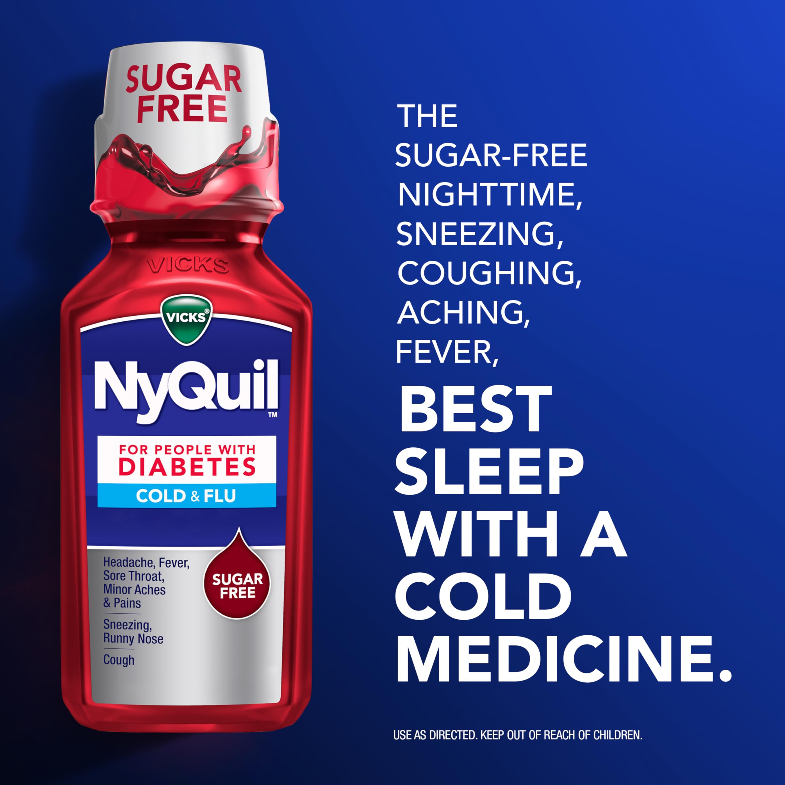 VICKS DayQuil & NyQuil Diabetes Cold & Flu Relief Medicine Co-Pack, Powerful Multi-Symptom Daytime & Nighttime Relief for Cold, Cough, and Flu Symptoms, Sugar & Alcohol Free, 2 x 12 FL OZ Bottles — Amazon image 3