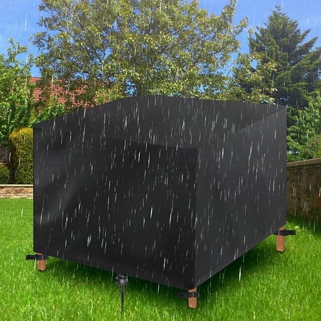 Balcony and Juice Garden Furniture Covers with 4 windproof buckles, Garden Table Covers Waterproof Square Outdoor Patio Covers 420D Heavy Duty Oxford Fabric Rattan Chair Covers 126x126x74cm
