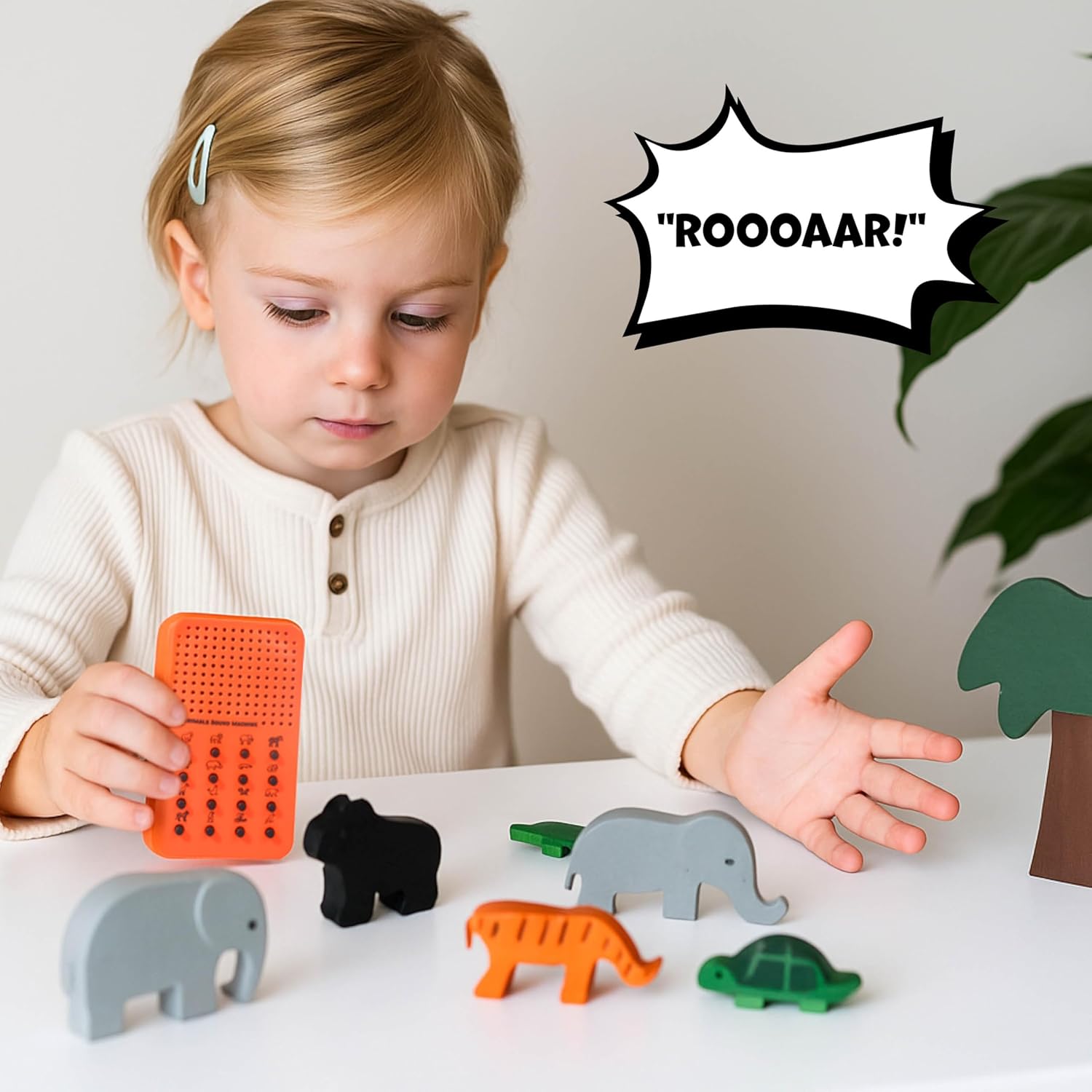 Zoo Animal Noisemaker with 16 Sounds, Roars, Growls, Hisses, Screeches and Noises, Portable Jungle Electronic Sound Maker - Safari Themed Sound Effects Board for Kids, Birthday Noise Maker Toy Gift