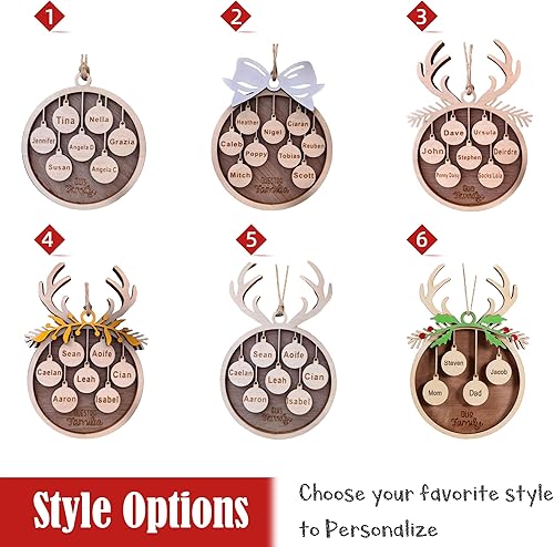 Miniatura 4 de Adorno de Navidad personalizado, adornos de Navidad de madera personalizados, iniciales de nombre grabadas, adorno de recuerdo colgante de árbol