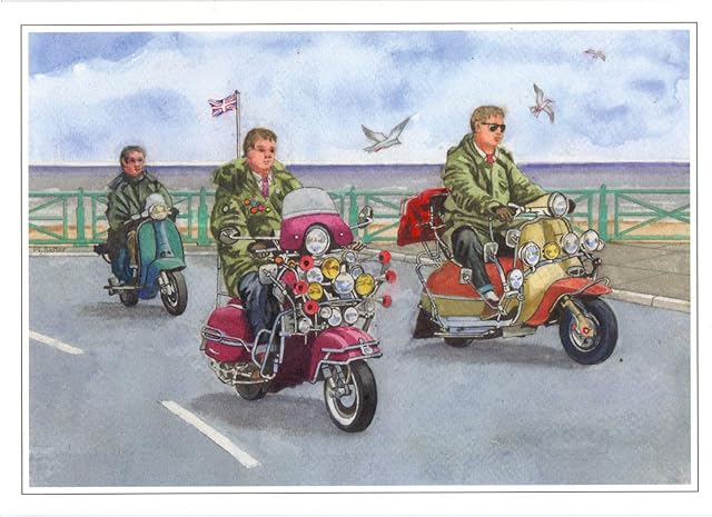 Mods Hit Town - Mods from The 1960's Scooters Birthday Card
