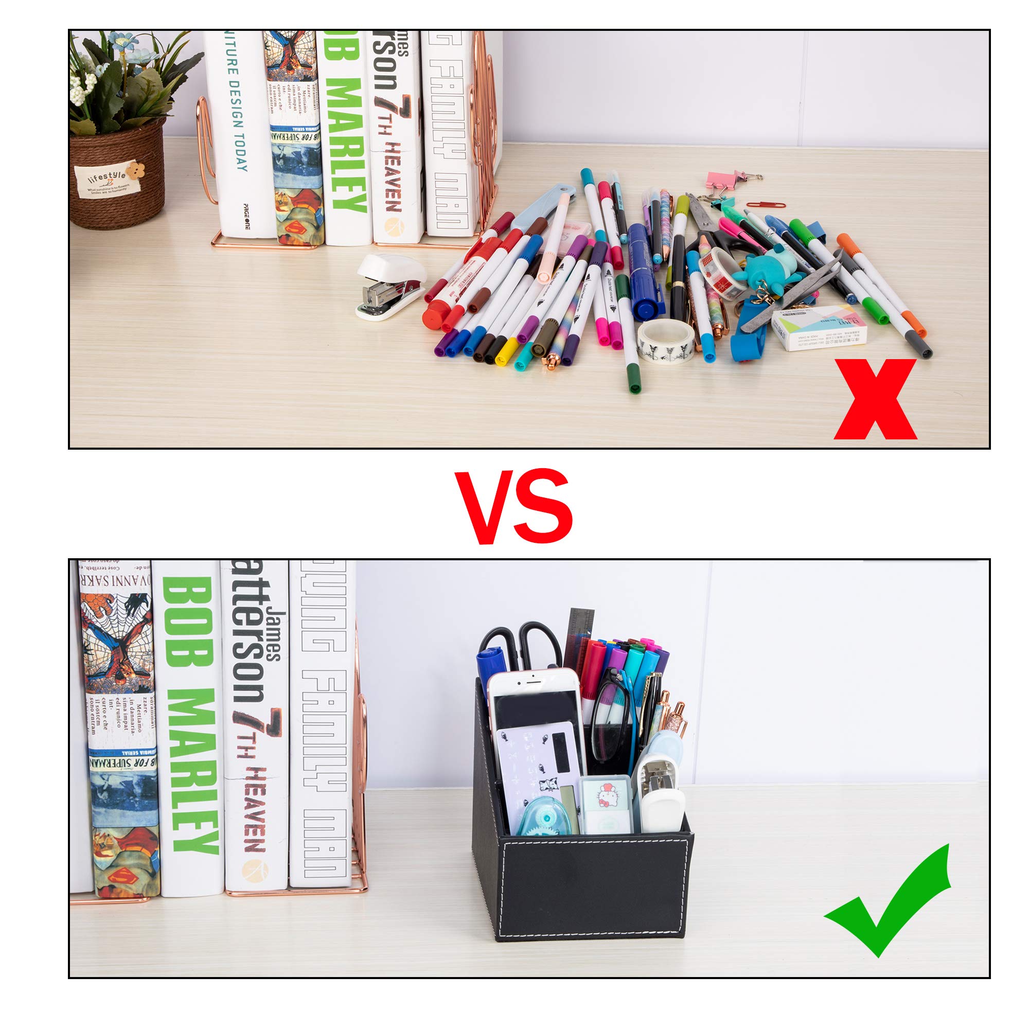 Boîte De Rangement Cosmétique De Bureau Organisateur De Stylos à 4 Compartiments Support De Télécommande