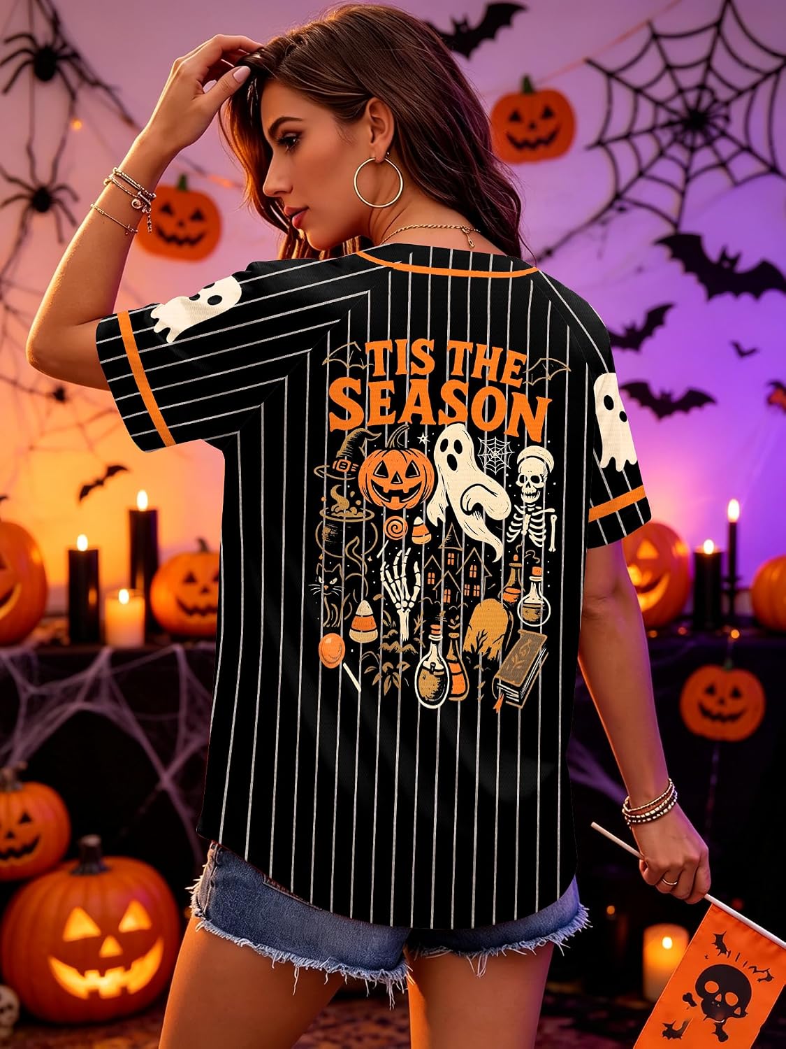 Halloween Shirt for Women Spooky Season T Shirt Halloween Baseball Jersey