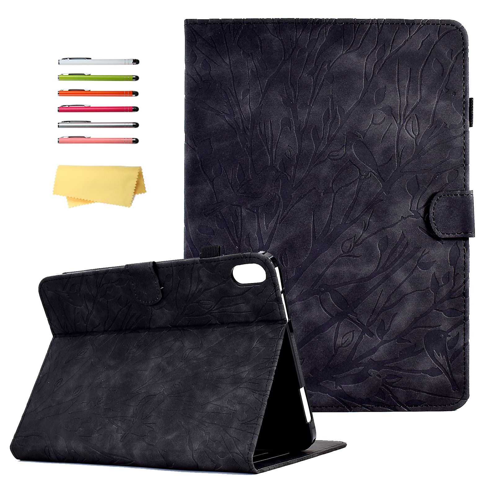 for iPad (A16) 11th/10th Generation Case 2025/2022 (11 inch/10.9 Inch) with Stand/Pencil Holder/Pockets, UUcovers Magnetic Smart Embossed Bird PU