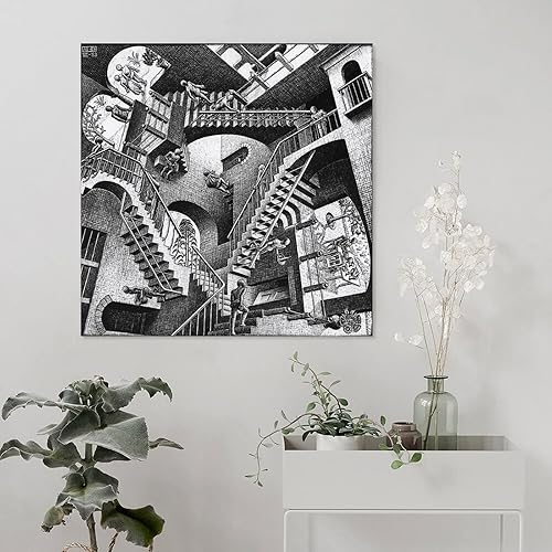 Miniatura 10 de AAOTE Stairs - by MC Escher - Pósteres artísticos de pintura para pared pósteres de arte para decoración moderna para el hogar idea de regalo 16 x