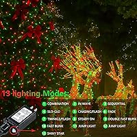 Vista 3 de Guirnalda de luces extralargas para interiores y exteriores, 200 luces LED mejoradas de Navidad, impermeables, 8 modos de enchufe, alambre