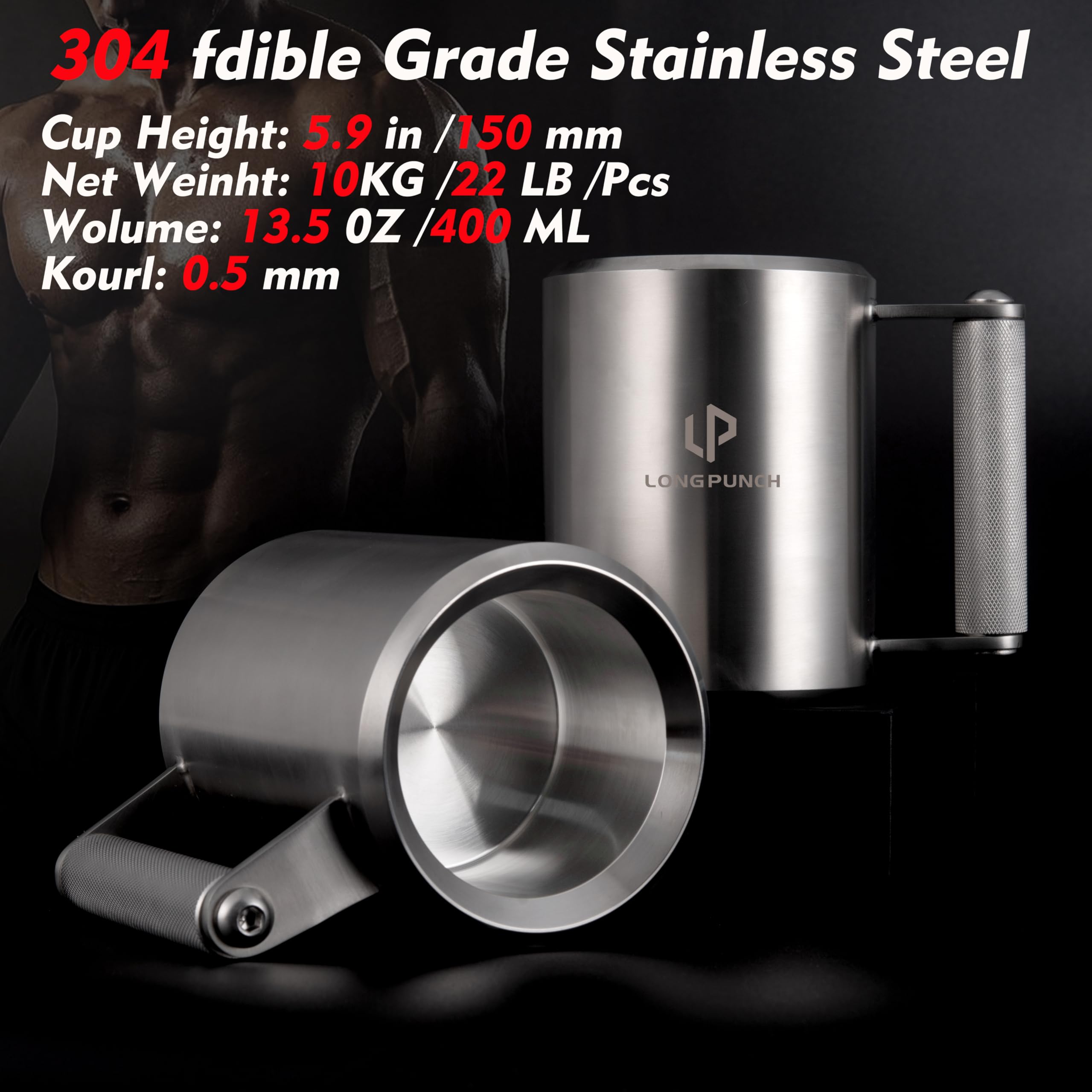LongPunch Heavy Stainless Steel Mug – Weighted Dumbbell Cup For Fitness, Funny Gym Water Bottle & Coffee Mug - View #6