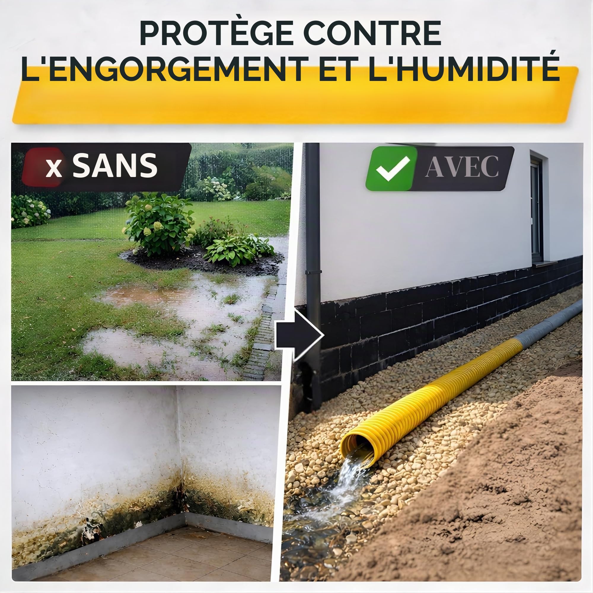 Doubleyou Geovlies & Baustoffe Tuyau de drainage DN 80 perforées avec Coco Filtre, Coco gainé, drainage – Doubl eyou geovlies & Matériaux de Construction® 20m