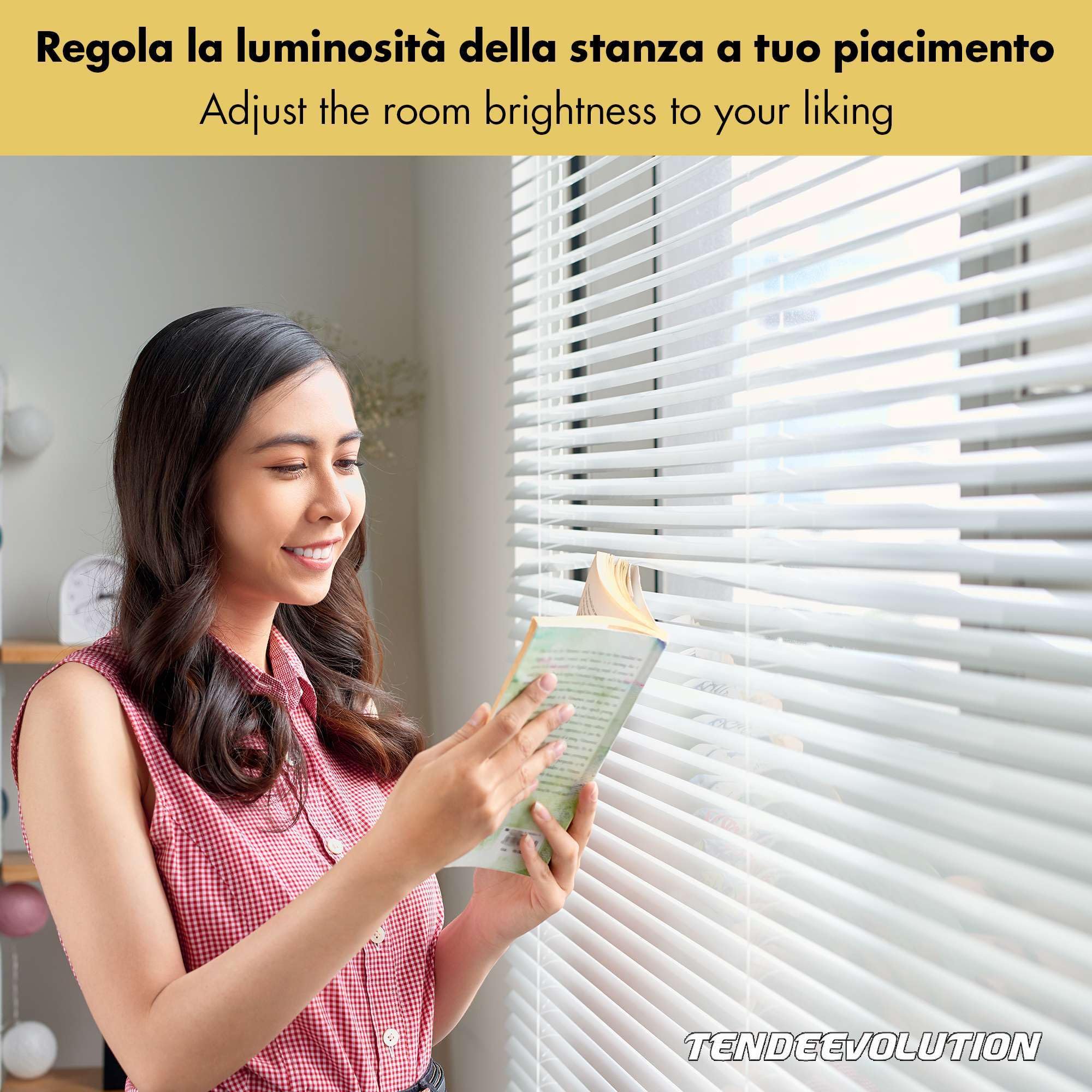 TENDEEVOLUTION Tenda Veneziana Interni su Misura in Alluminio con Lamelle da 25 mm completamente personalizzabile. Tenda Veneziana da Interno per Casa o Ufficio, adatta a Porte e Finestre