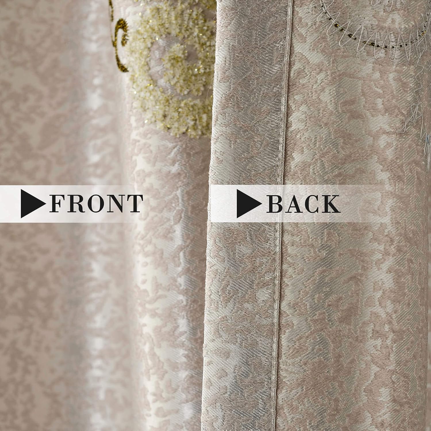 VOGOL Embroidery Curtains 63 inch Length Grommet Window Treatment Voile Panel Drape for Living Room Kichen Two Panels, W42 x L63 inch - Image 5