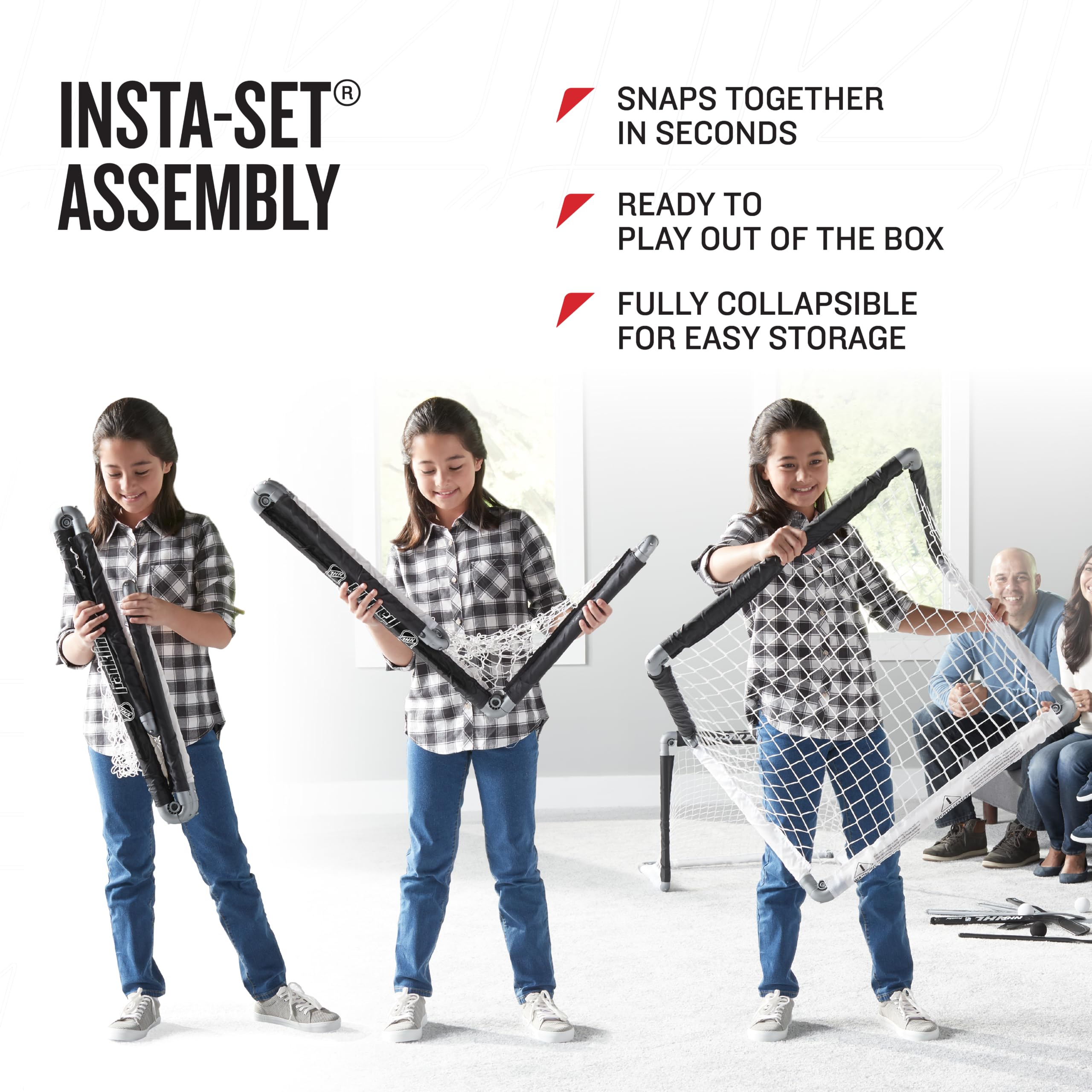 Franklin Sports NHL Kids Mini Hockey Goal Set - 2 Mini Knee Hockey Goals 4 Youth Sticks 2 Goalie Sticks 4 Foam Balls - Knee Mini Hockey Set product thumbnail 5