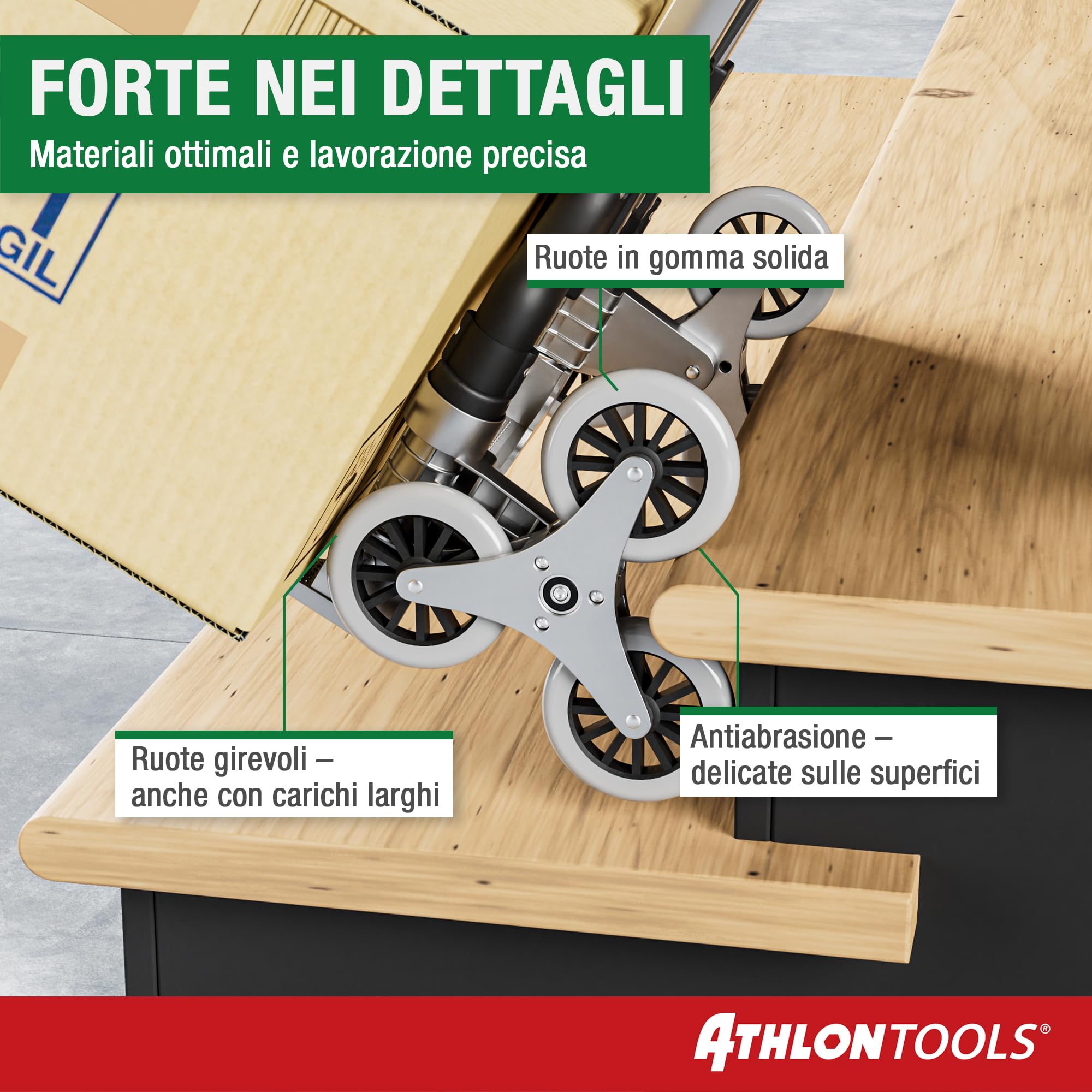 ATHLON TOOLS Carrello pieghevole in alluminio CLASSIC TÜV GS-certificato - superficie di carico con cuscinetti antiscivolo - Ruote con battistrada soft - incl. 2 corde elastiche - modello 2024