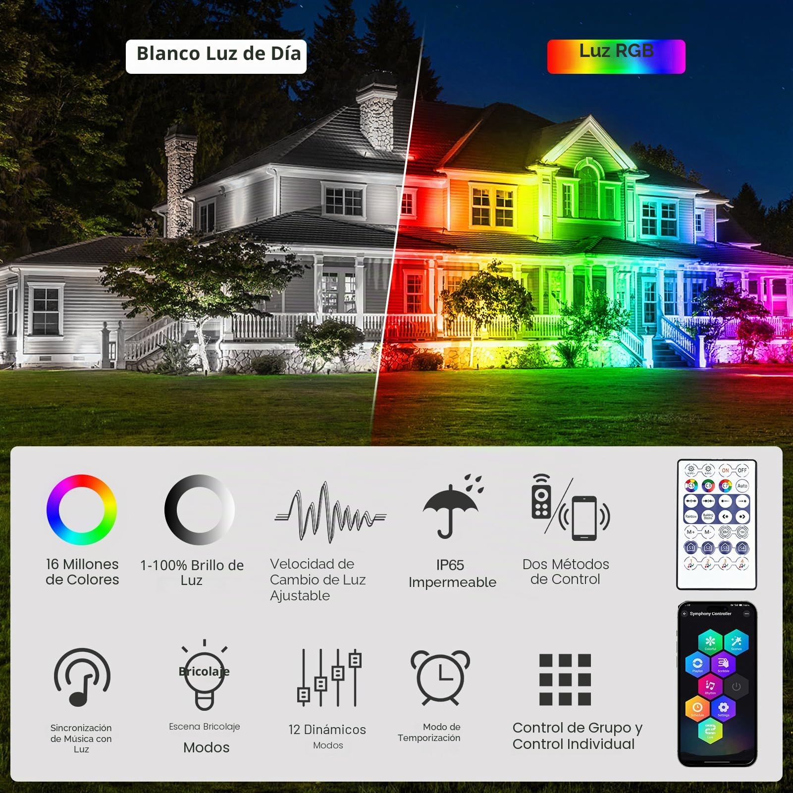 NATPOW Iluminación LED para Jardín, Focos Led Exterior RGB con Piqueta de Tierra con Bluetooth APP, 12 Modos Colores, IP65 Impermeable, Decorativa de Jardín para Sendero Césped Jardí