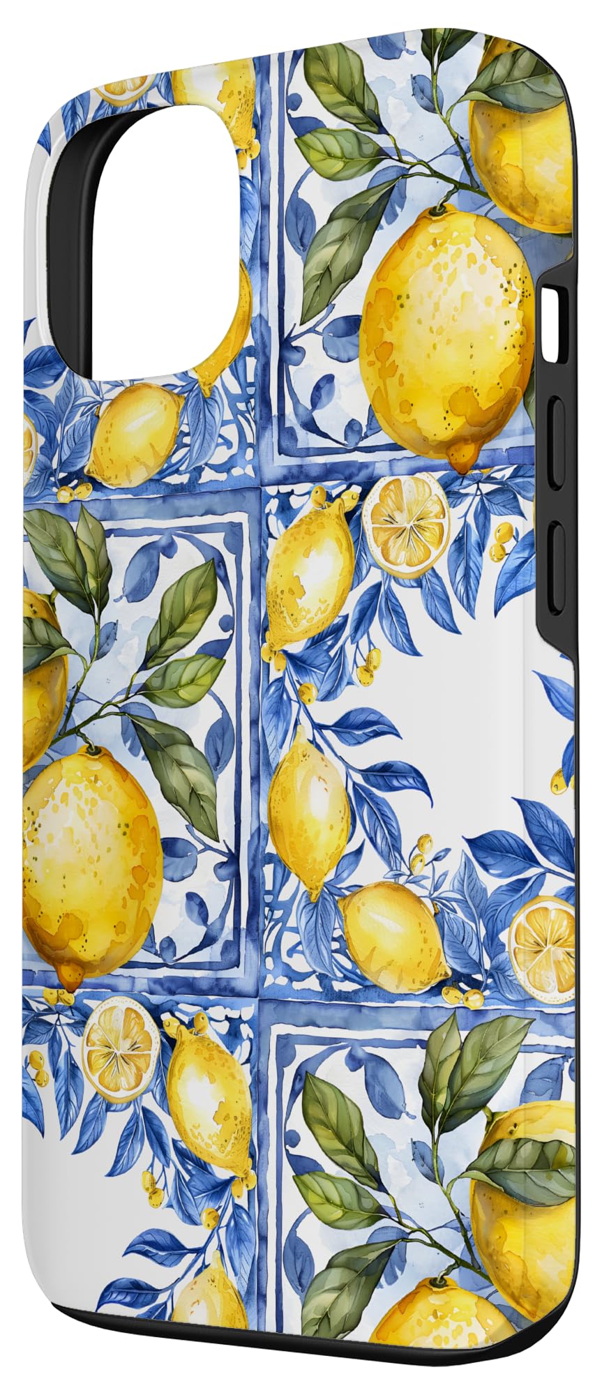 Lemon italian blue tiles pattern portugal morocco azulejo Case for iPhone 13 - Image 2