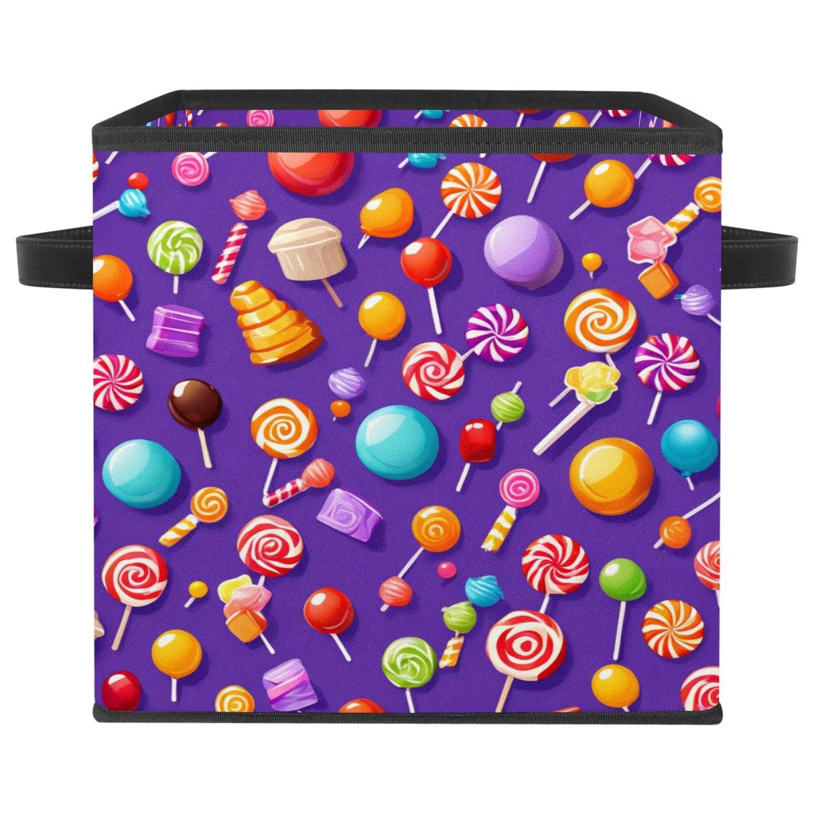Boîte de rangement pliable pour étagère et dressing au motif bonbons