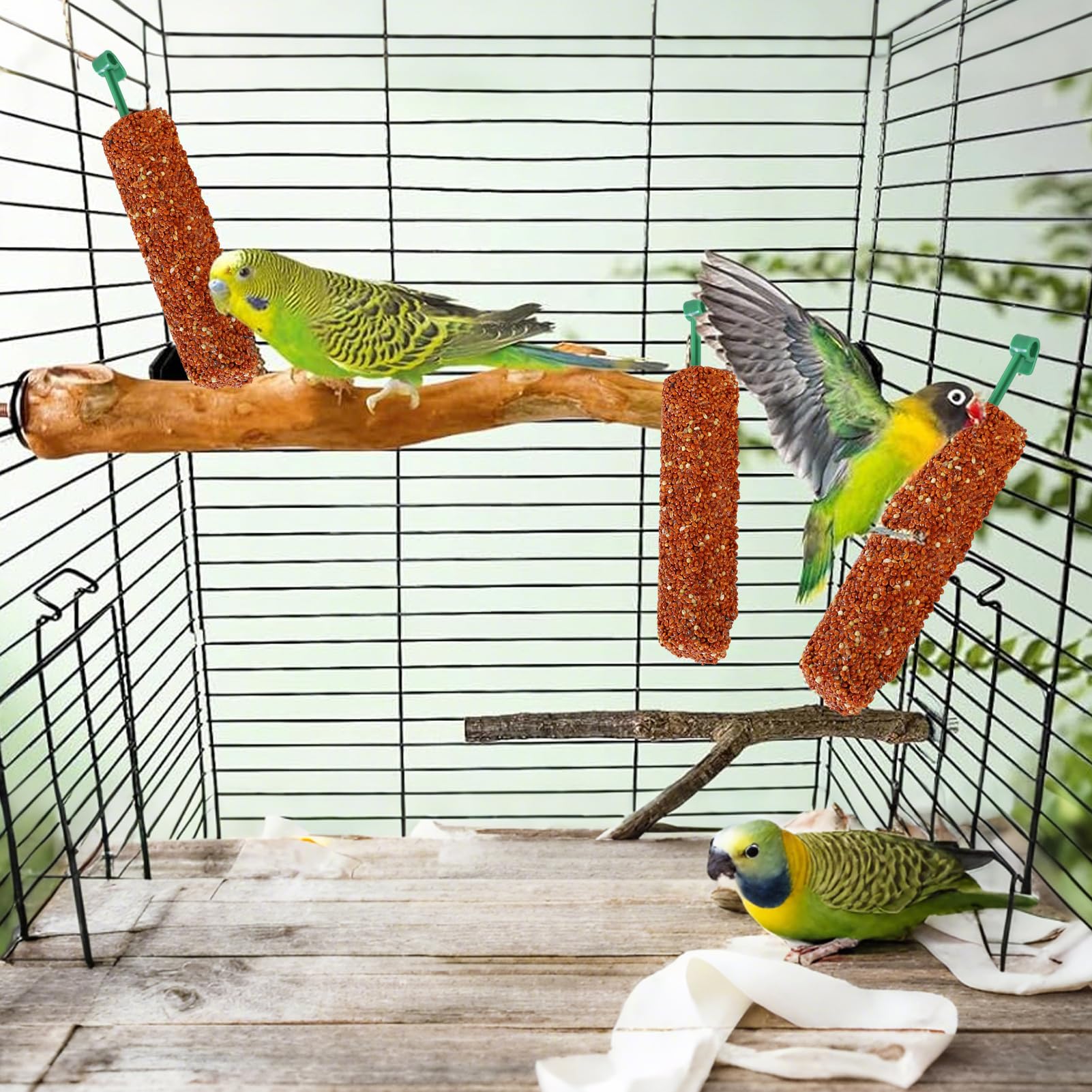 Parakeet Treats Sticks, Bird Snack Two, 5.51x0.98x0.98 inches Foraging Chew Food, Training Reward Bites, Nutritious Blend Formula, Ideal for Parrot, Finch, Myna, Conure Companions