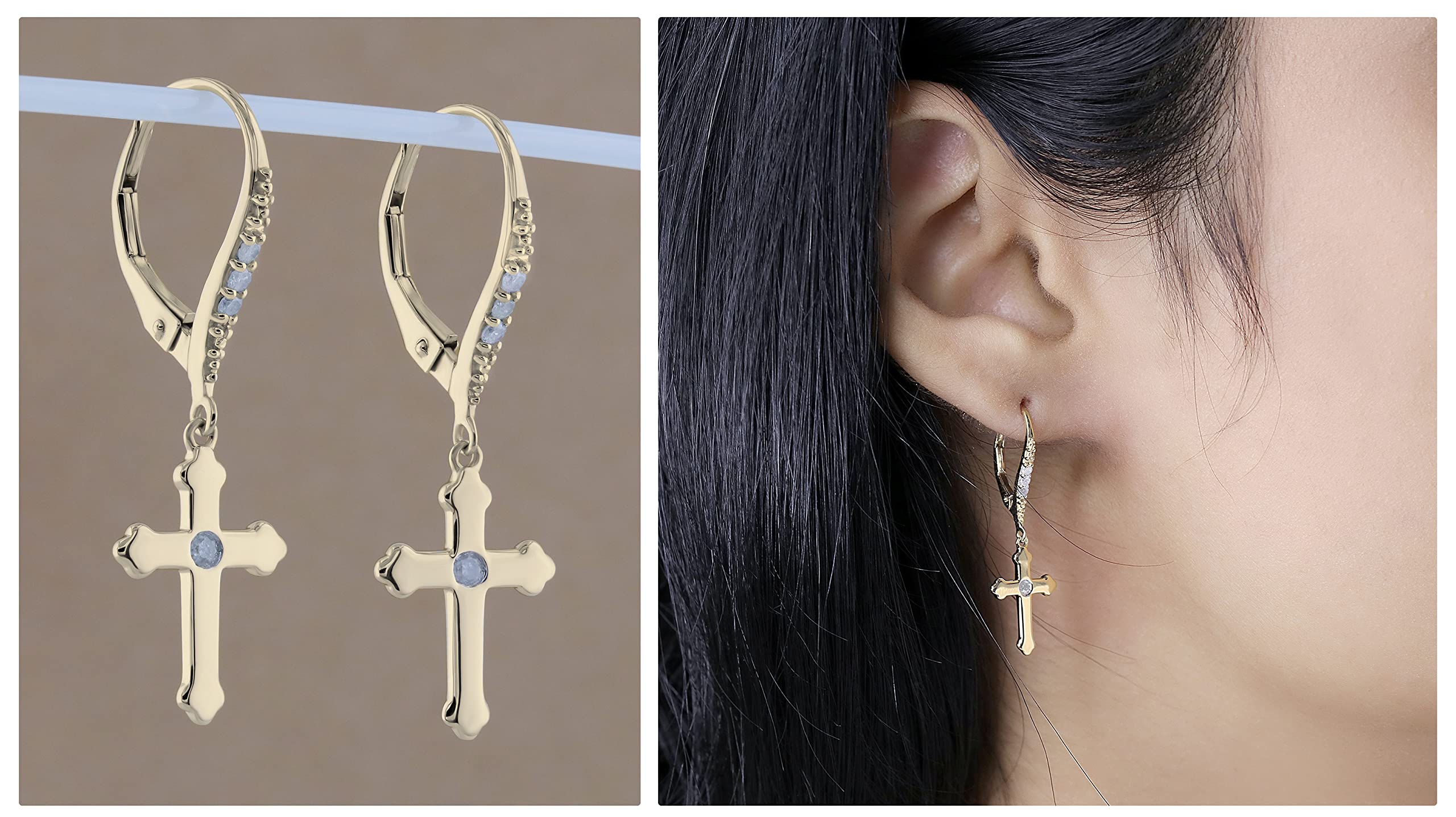 Dazzlingrock Collection Pendientes redondos de diamantes blancos cultivados en laboratorio para hombres y mujeres (Unisex) (0.14 qt Color H-I, claridad SI2)