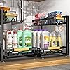 Sevenblue 2 Packs Under Sink Organizer, Height Adjustable 2 Tier Under Kitchen Sink Organizer, Multi-Purpose Storage Shelf for Kitchen Bathroom Cabinet (Black)