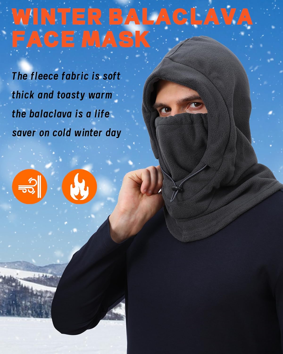 Fleece Balaclava Ski Mask Winter Face Mask for Women Men Thermal Hooded Scarf Face Cover for Cold Weather - Image 3