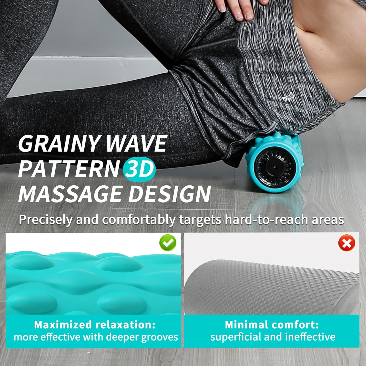 High-Density Vibrating Foam Roller Blue with 4 Customizable Speeds for Deep Tissue Massage, Muscle Recovery and Pain Relief -Rechargeable with Portable Bag