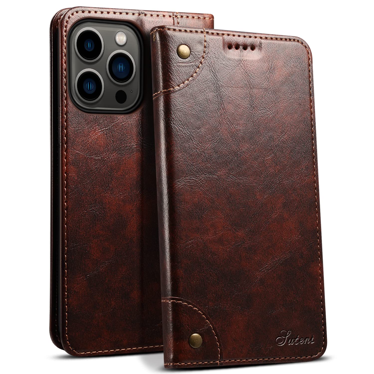 SINIANLCompatible with iPhone 14 Pro Max Case Wallet, for iPhone 14 Pro Max Wallet Case Leather Folio Case Flip Cover with Magnetic Kickstand Credit Card Holder for iPhone 14 Pro Max 6.7" Brown