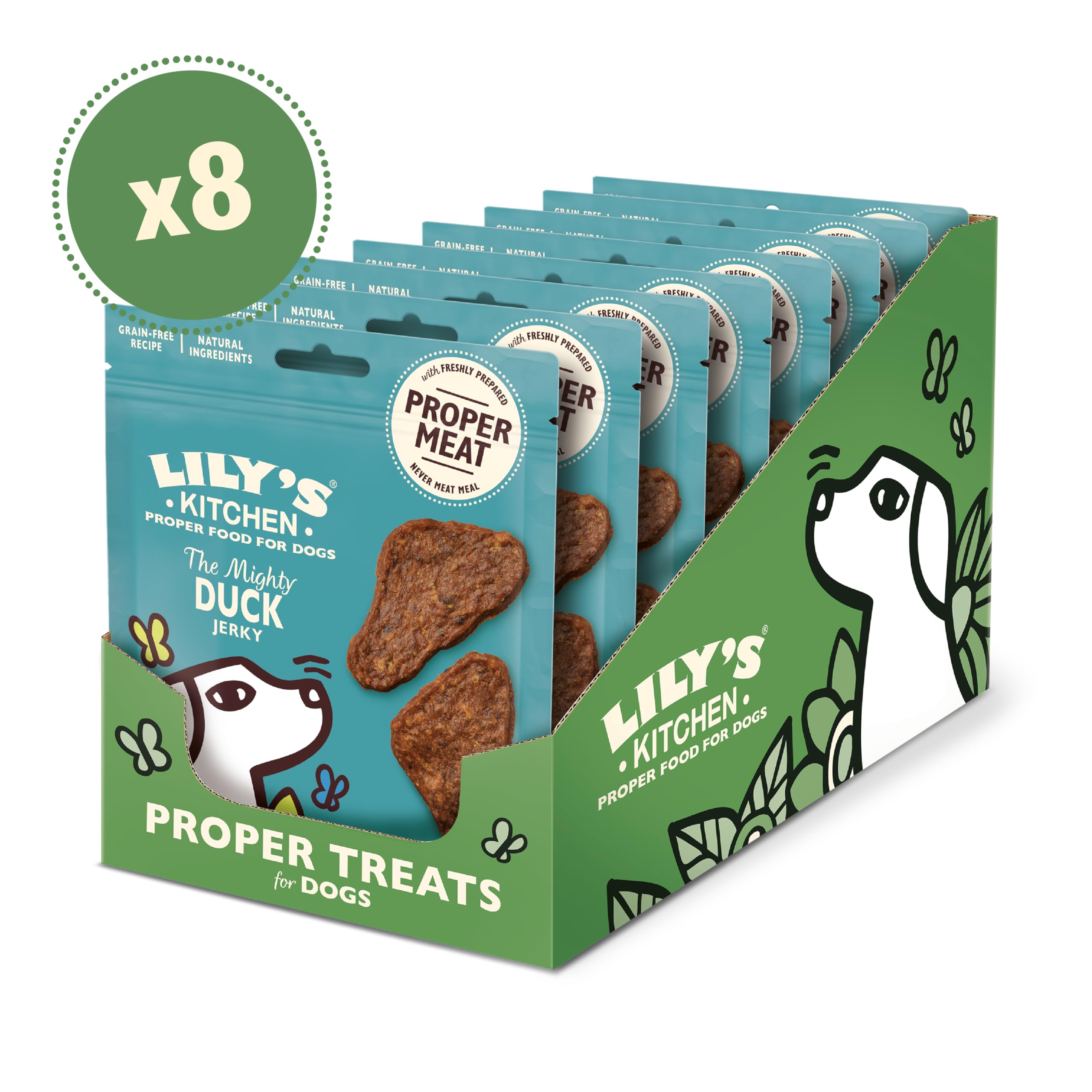 Lily's Kitchen Elaborado con ingredientes naturales paquete de golosinas para perros adultos la majestuosa minicecina de pato para perros pequeños, medianos y grandes 8 × 70g