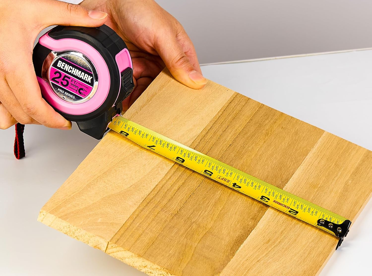 Benchmark - Pink - 3 Pack - 25 ft Tape Measures - Easy to Read Fractions to 1/8th inch - Magnetic Tip - Thumb and Quick Lock - Autowind - Belt Clip