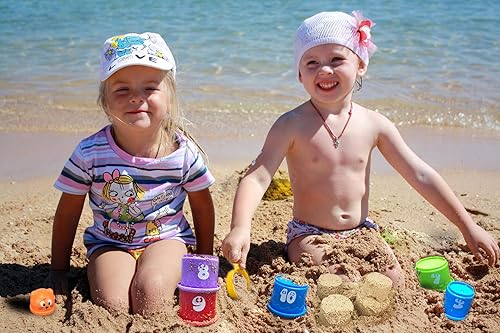 Miniatura 8 de Juego de 17 tazas de anidación y apilamiento multicolor, juguetes de bañera para bebés, juguetes educativos de aprendizaje temprano para bebés,