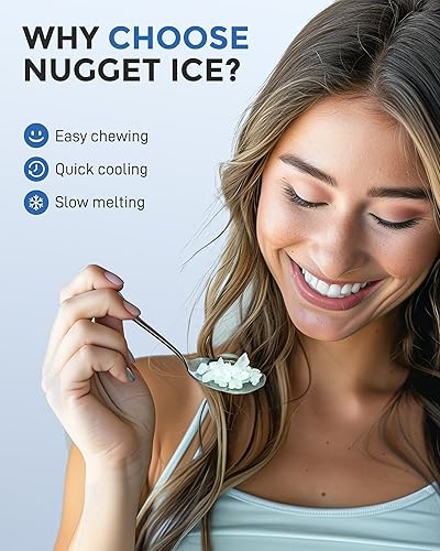 Miniatura 2 de Nugget - Máquina de hielo para encimera, 33 libras/24 horas, máquina de hielo portátil autolimpiante con pellets masticables suaves, hielo sónico,