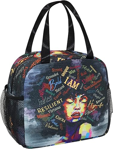 EZYES Lonchera aislada para mujeres y niñas, bonita bolsa de almuerzo africana para mujer, bolsa de almuerzo reutilizable a prueba de fugas para el