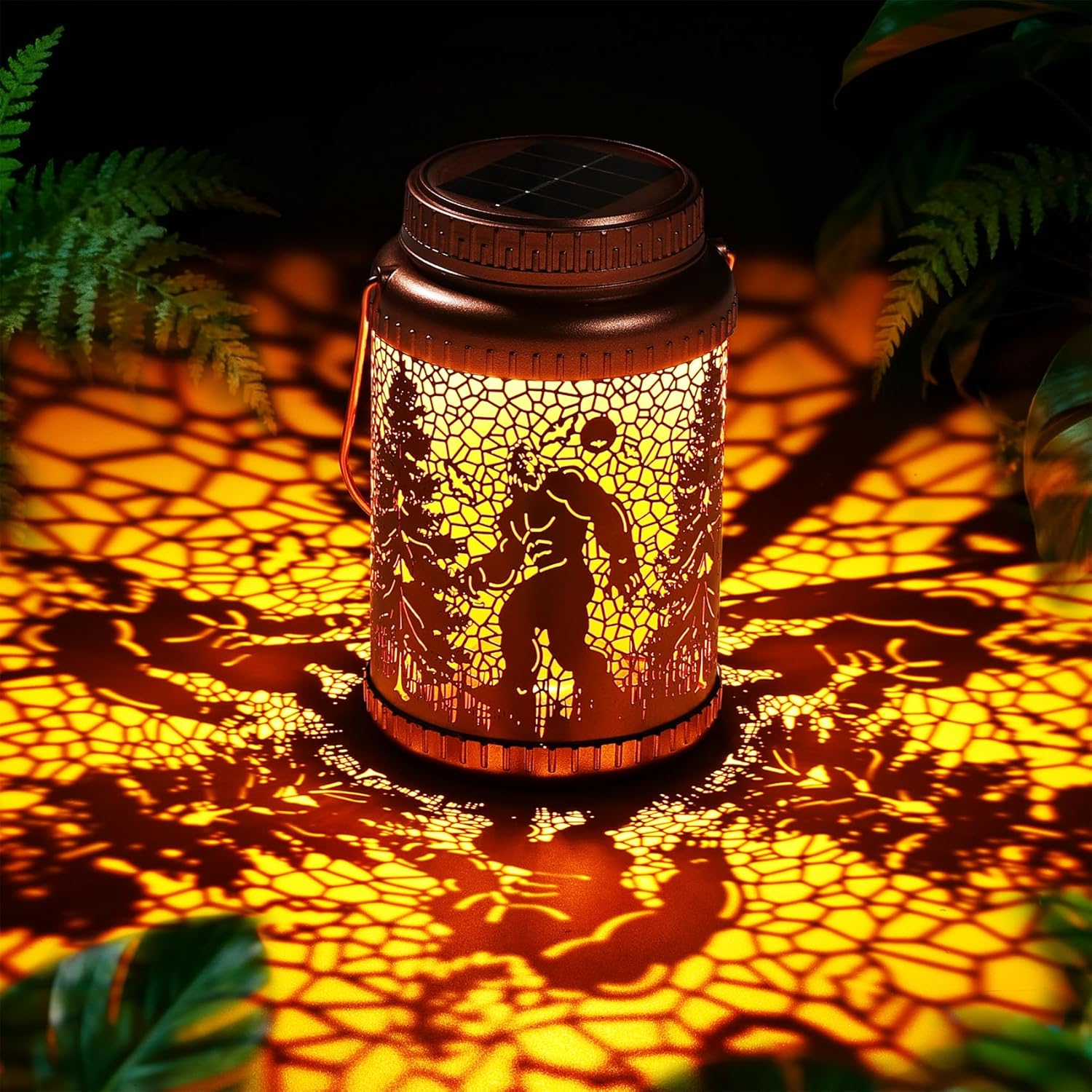 Cooo 4 Pack Solar Lanterns Outdoor Waterproof Bigfoot Sasquatch Christmas Trees Solar Pathway Lights Landscape Path Christmas Gifts for Women Mom Grandma Outdoor Table Lamp Garden Yard Decor-Rose Gold