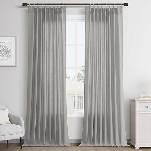 Miniatura 54 de Joywell Cortinas de Ventana de Lino con Pliegues Pinzados de 84 Pulgadas de Largo, Pestañas Traseras con Anillas de Clip, Cortinas Semitransparentes