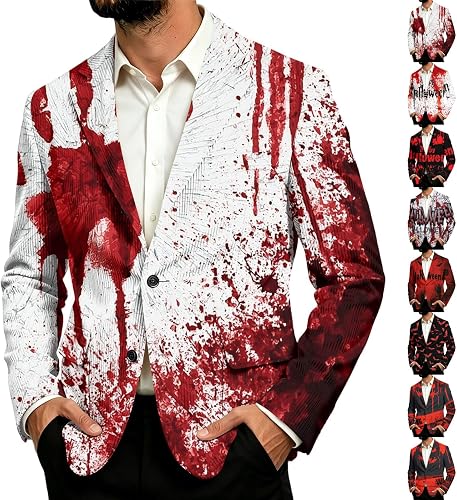 Halloween Blazer for Men Horror Blood Halloween Costumes for Men Business Casual
