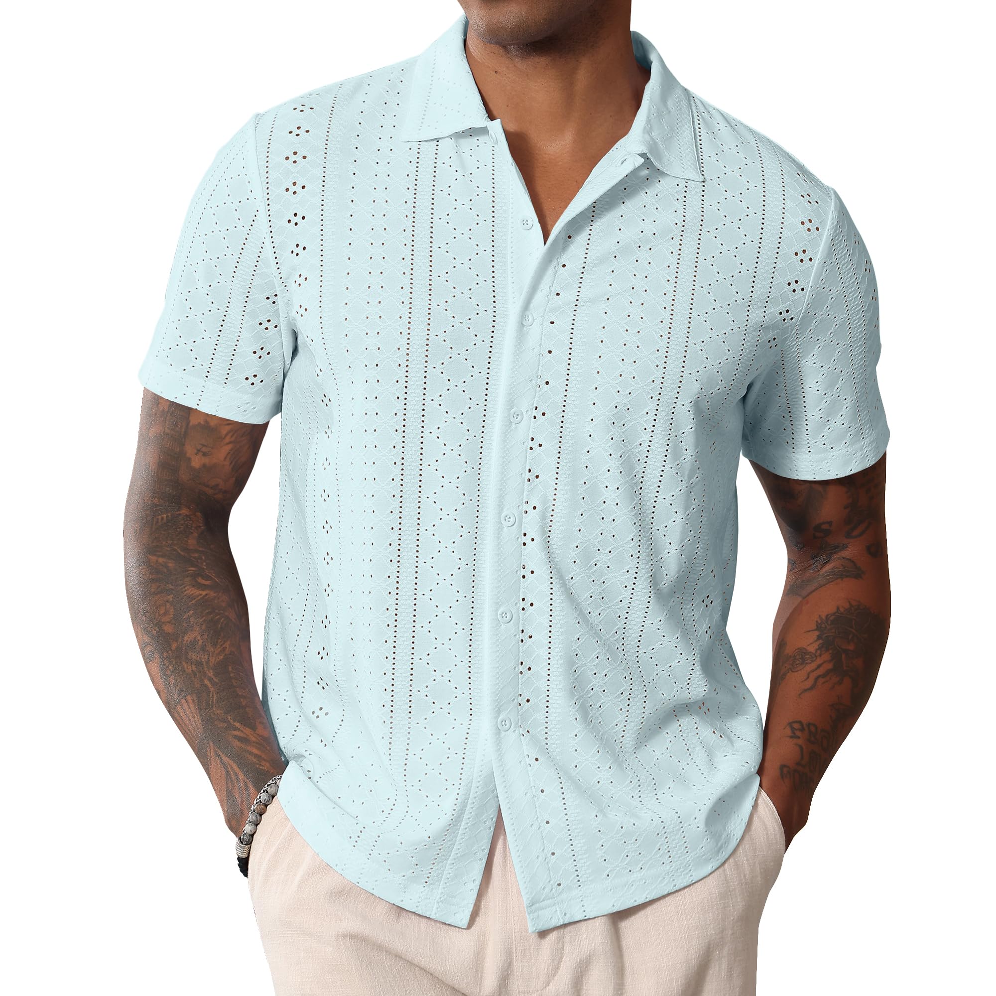 Henley Shirt Herren Kurzarm T-Shirts für Herren V Ausschnitt
