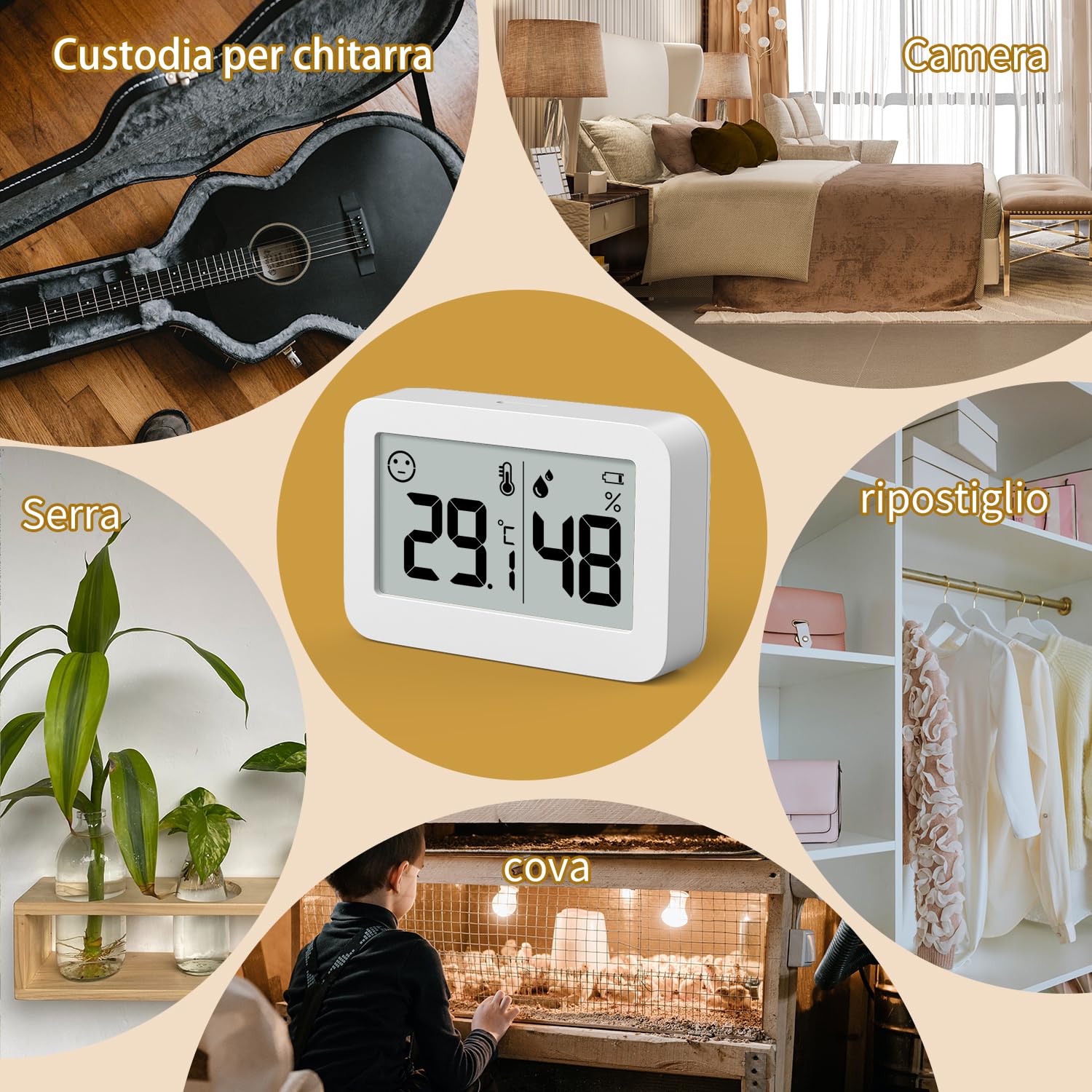 DOOMAY 2-Pack Mini Igrometri per Interni, Misuratore di Umidità Digitale con Temperatura Celsius