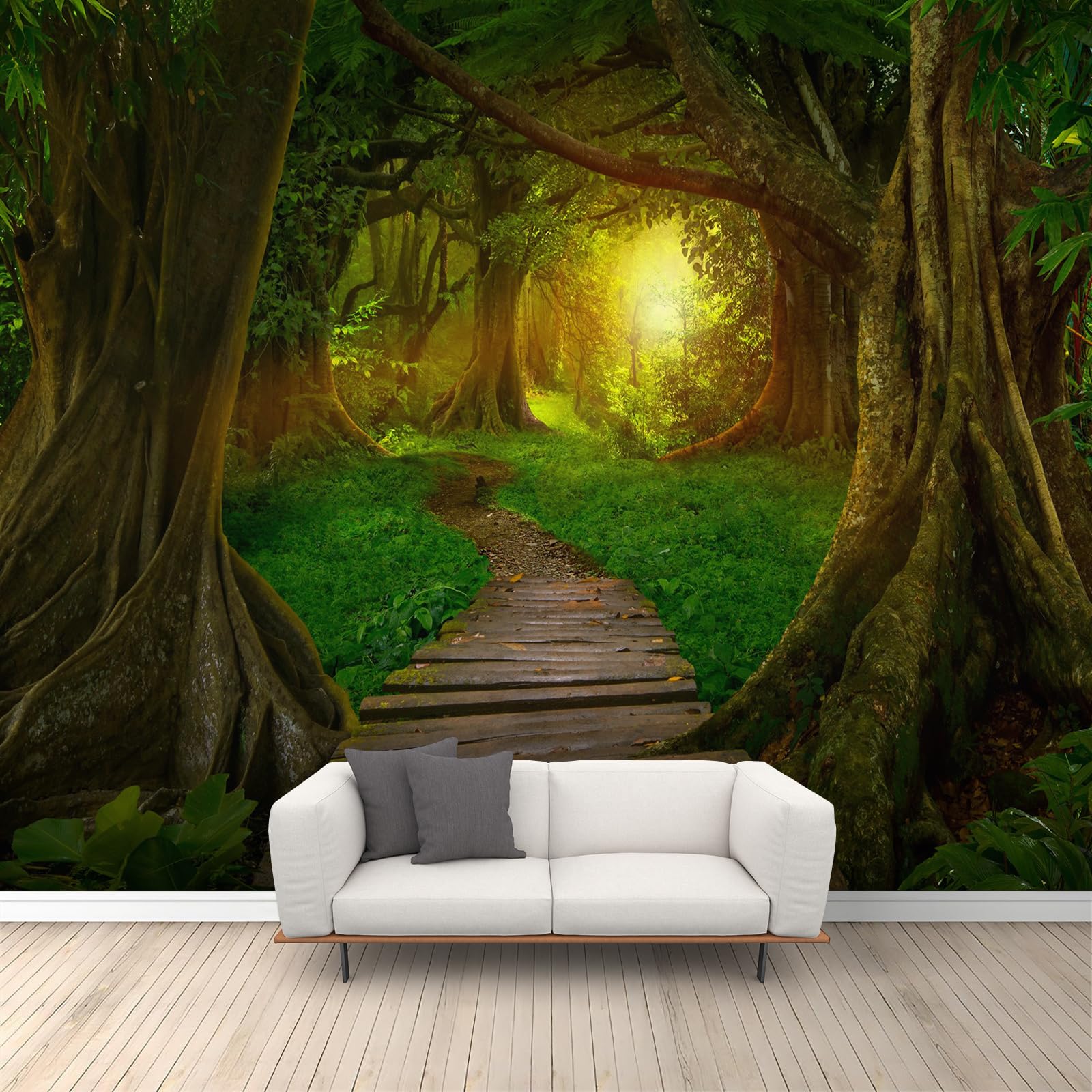 Papier peint cuisine et canapé forêt tropicale grand format 500 x 317 cm