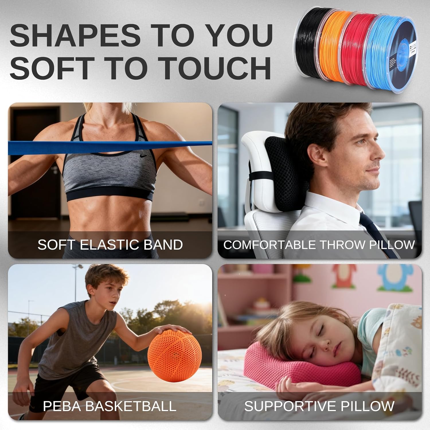 SainSmart PEBA High Rebound 90A Flexible Filament, 1KG (2.2lbs), Super TPU with 78% High Rebound, 20% Lighter & 2X Faster Printing, Nylon-Based Strength, Adjustable Flexibility, 1.75mm, Orange