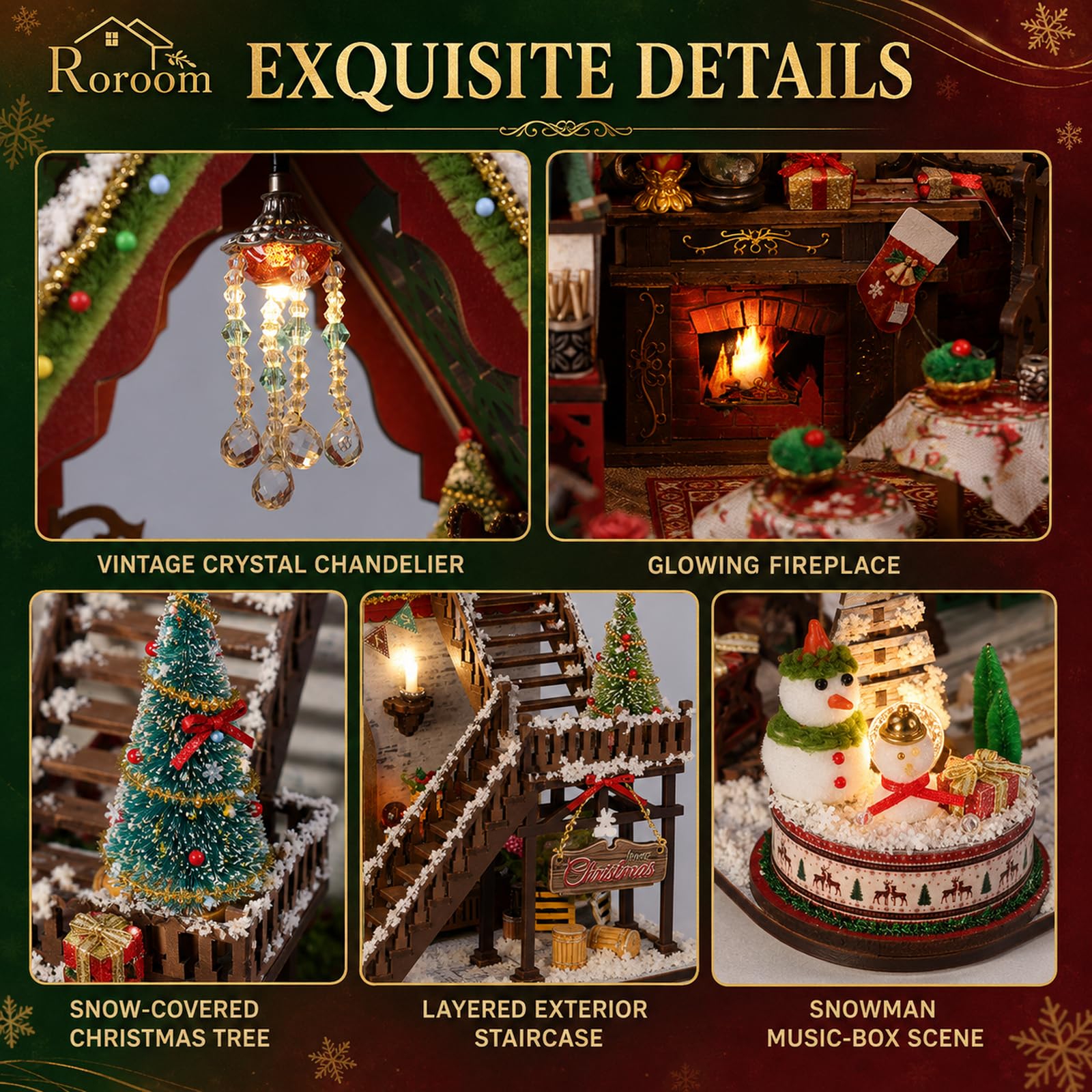 Roroom Kit fai da te in miniatura, kit per casa delle bambole innevata di