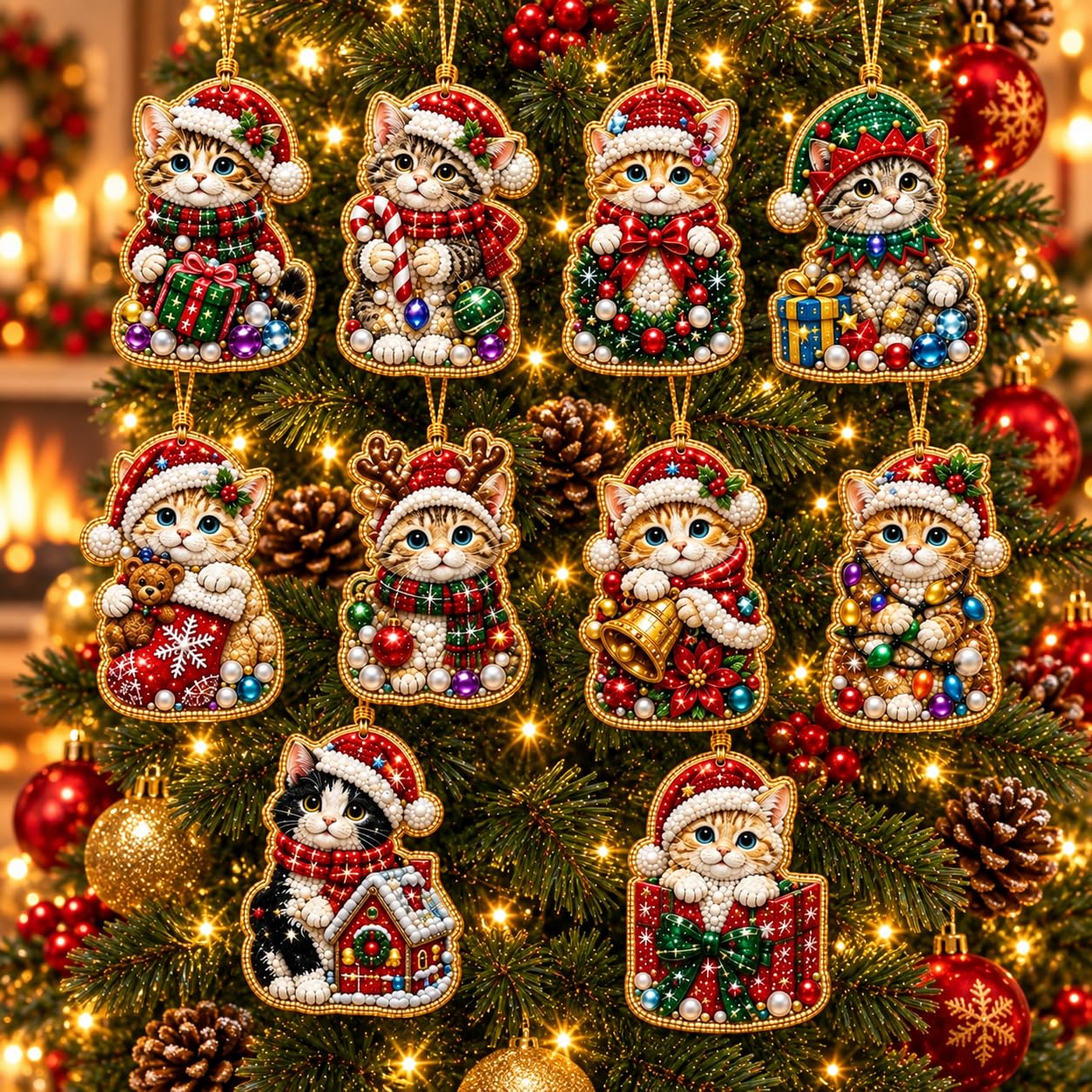 10PCS Christmas Pearl Diamond Painting Hanging Ornament Art Kit for Adults — image 1