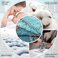 Vista 6 de BEDIFANY Edredón de algodón tamaño Queen, colcha ligera tamaño Queen, color verde azulado, colchas acolchadas, juegos de ropa de cama