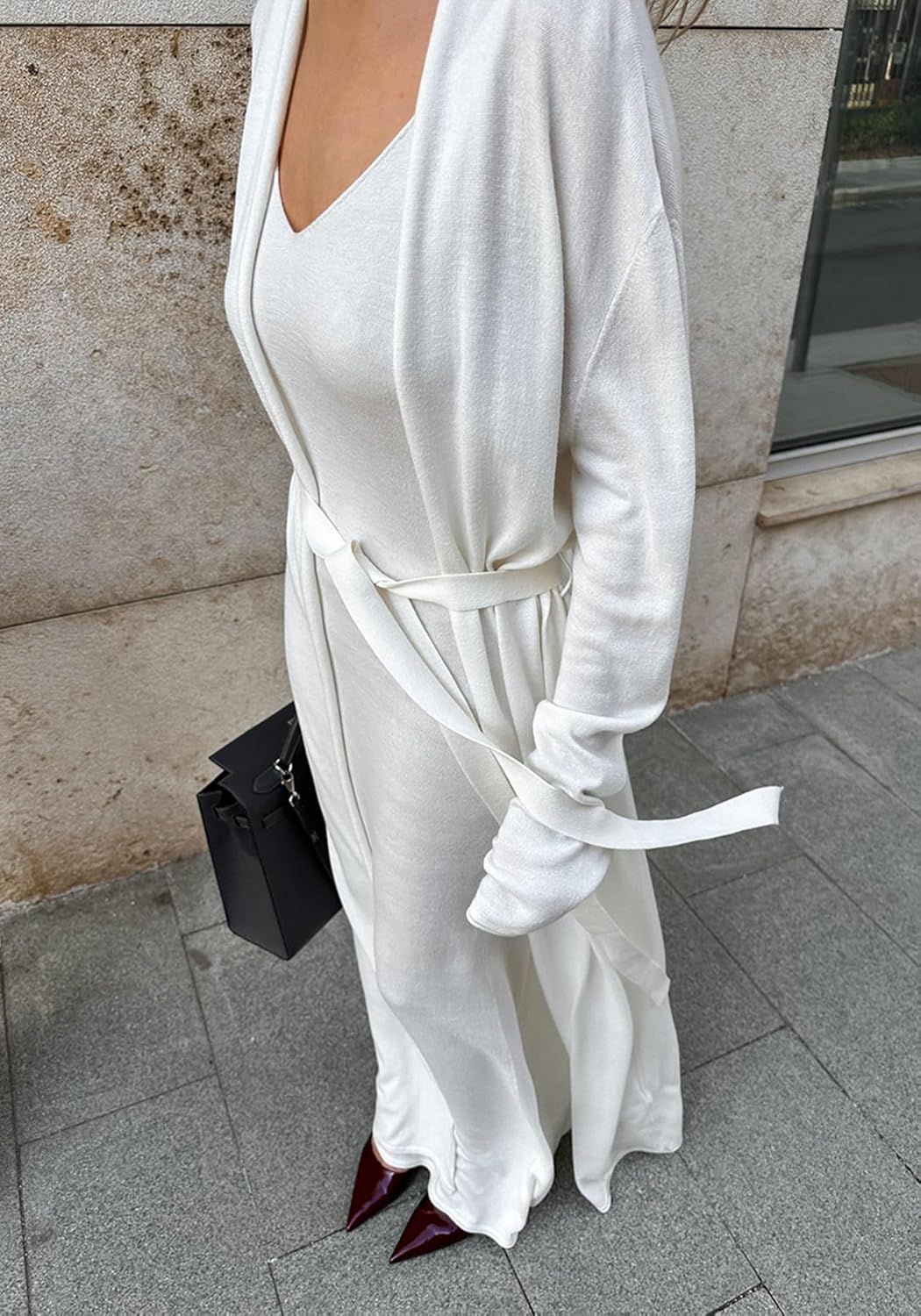 Tcremisa Womens Lounge Set 2 Piece Outfits Knit Bodycon Maxi Dress and Long Sweater Cardigans Sets Fall Winter Matching - Image 2