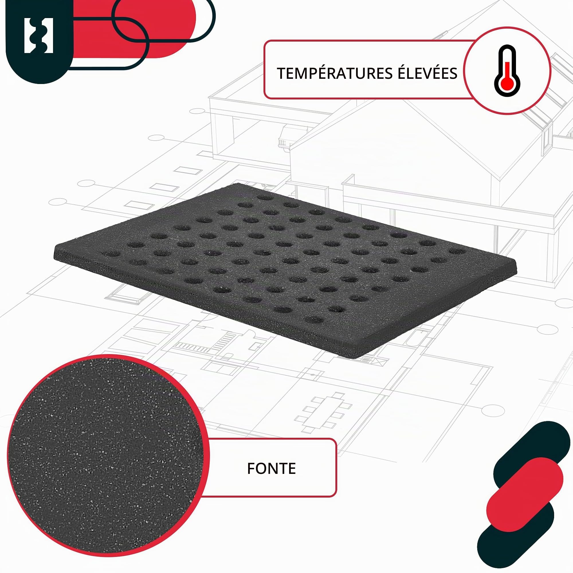 KOTARBAU® Grille Cheminée - Fonte - 30 x 24 cm - Noir - Grille De Décendrage - Robuste - Résistante à la Chaleur - Facile à Nettoyer