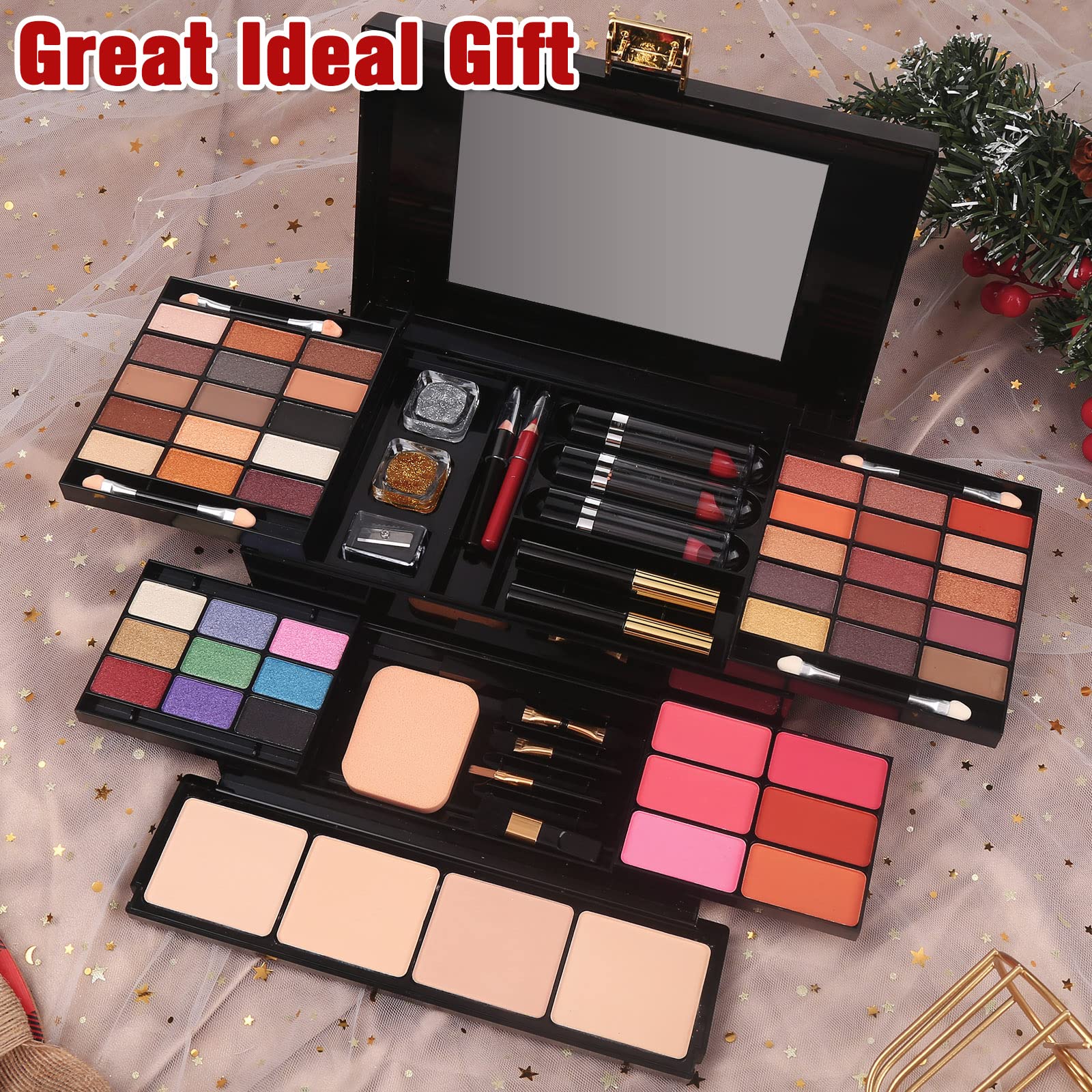 MORNECA - Professionelles Make-up-Set für Frauen und Mädchen, komplettes Set mit Spiegel, 58 Farben, All-in-One-Make-up-Geschenkset